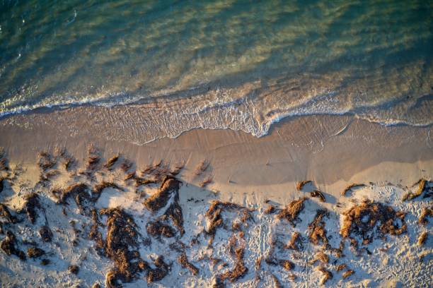 Aerial view of water meeting beach Western Australia stock photo