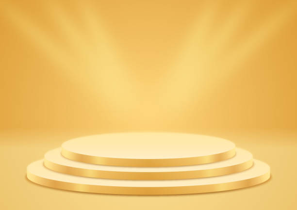 золотая светящаяся платформа - podium winning number 1 trophy stock illustrations