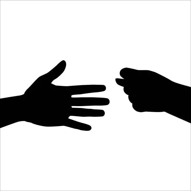 Vector illustration of The hand shows gesture the fico to the handshake. Concept of prevention of infection spreading
