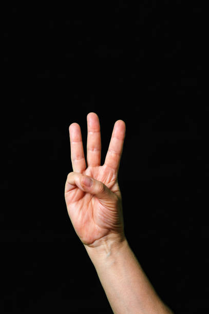 istock Letter W International sign language dark background 1311839888