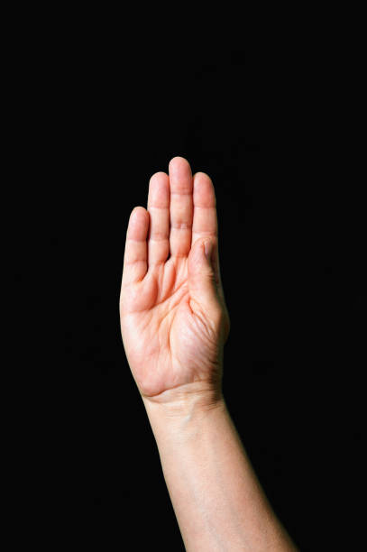 istock Letter B International sign language dark background 1311839990