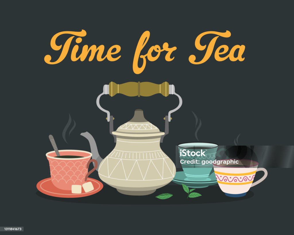 Time For Tea Vector Time For Tea Stock Illustration - Download Image Now - Tea Cup, Teapot ...