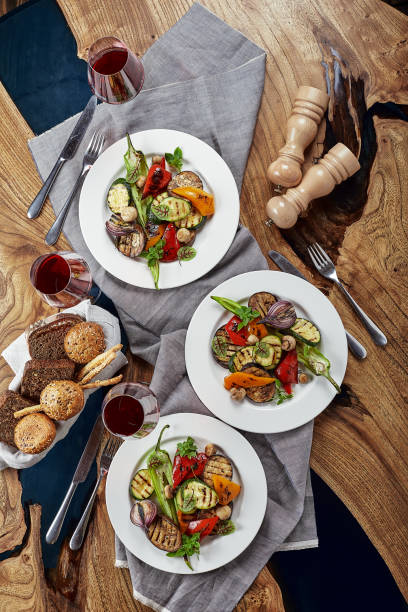 istock Grilled vegetables on a white plates. restaurant 1311842914