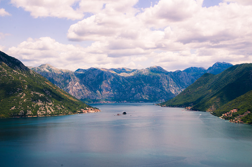 The view of mountains of Bay of Kotor