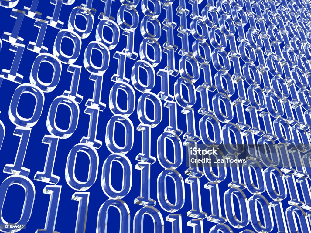 3d Rendered Visualization Of Binary Code Information On Blue Background ...