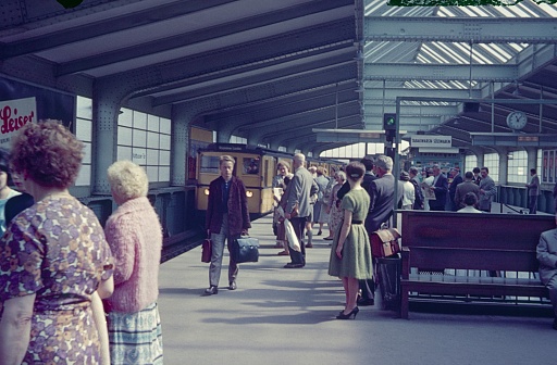 Kreuzberg, Berlin (West), Germany, 1962. The elevated railway station \