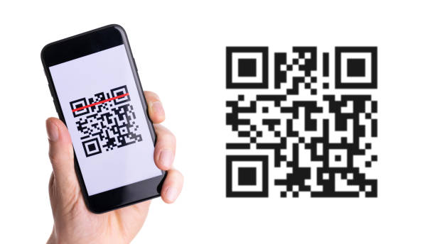 istock Qr code payment. Hand holding digital mobile smart phone with qr code scanner on smartphone screen for payment pay, scan barcode technology. Online shopping, cashless society technology concept. 1311858560