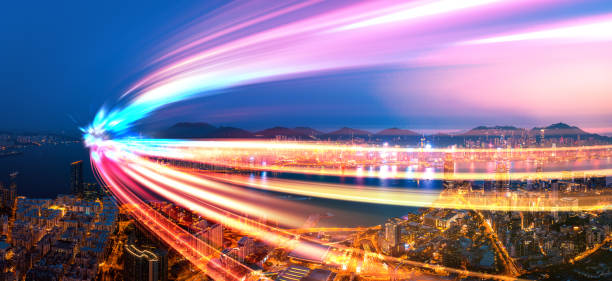 istock Motion Speed light trails with Hong Kong Cityscape 1311862755