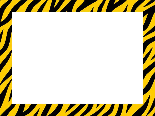 Vector illustration of Horizontal rectangular yellow tiger pattern frame