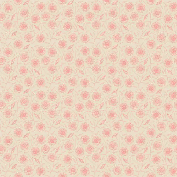 Vector illustration of Small Ditsy Daisy Seamless Floral Pattern