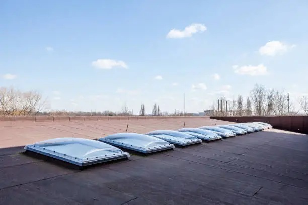 Plastic Dome on a flat roof of an big industrial building