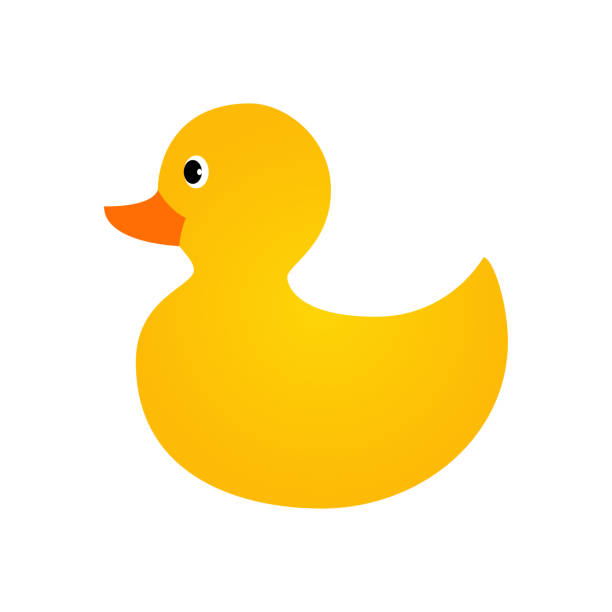 illustrazioni stock, clip art, cartoni animati e icone di tendenza di icona dell'anatra di gomma. icona dell'anatra da bagno giocattolo. anatra di gomma gialla. - rubber duck rubber toy yellow