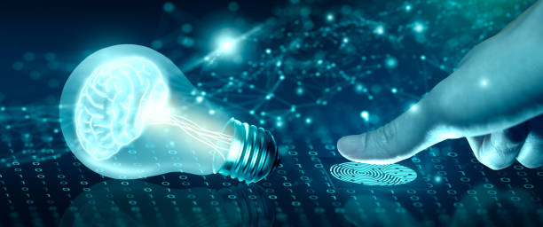 istock Protect intellectual property with Biometric security. Intellectual property protection or Patent idea protection Concept. 3D Rendering 1311905469