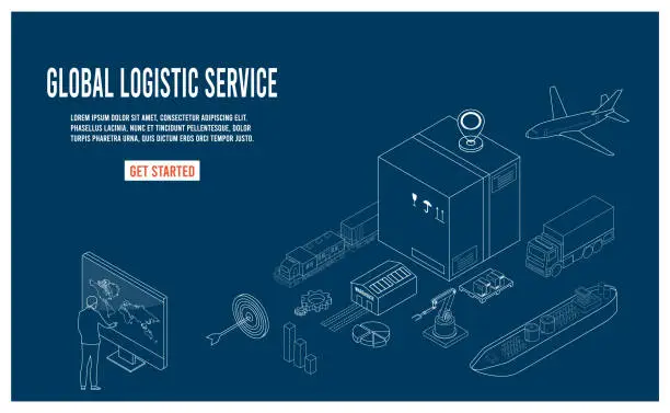 Vector illustration of Modern flat design isometric concept of Global logistic and Smart Logistics with transport, export, import, cargo and more. 
Easy to edit and customize. Vector illustration EPS 10
