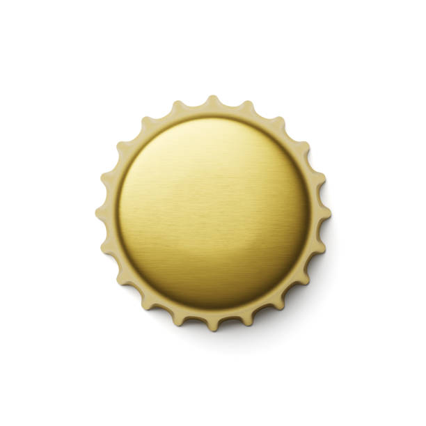 istock Empty golden metal soda or beer cap isolated. 3d rendering. 1311909650