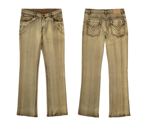 istock Washed Brown Jeans Isolated On White Background. Front And Back View. 1311915813