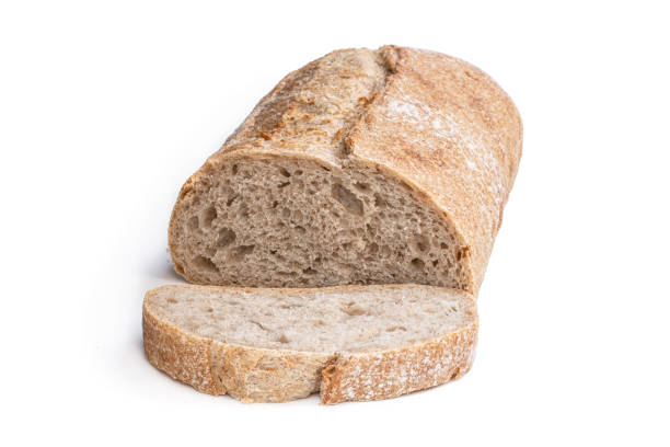 istock Homemade wholemeal bloomer loaf isolated on white 1311919249