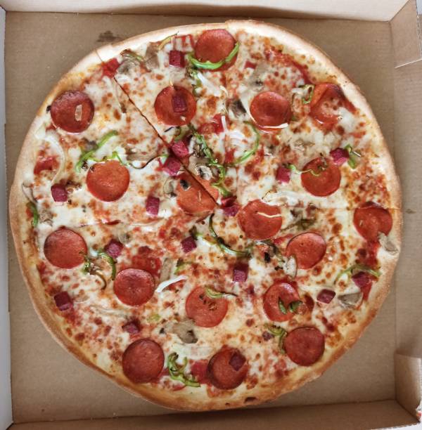 istock Thin crisp pepperoni and vegetable pizza in Istanbul turkey 1311926224