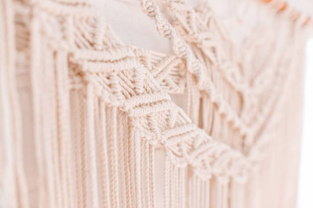 istock wall panel in the boho style of beige cotton threads 1311927155