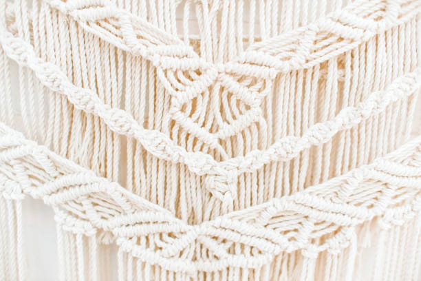 istock wall panel in the boho style of beige cotton threads 1311927165