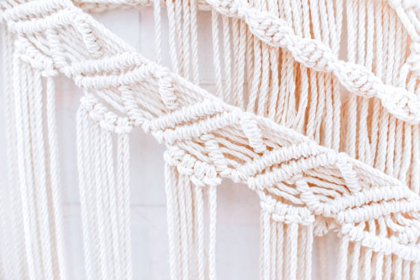 istock wall panel in the boho style of beige cotton threads 1311927182