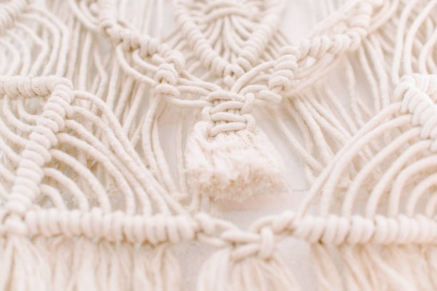 istock wall panel in the boho style of beige cotton threads 1311927190