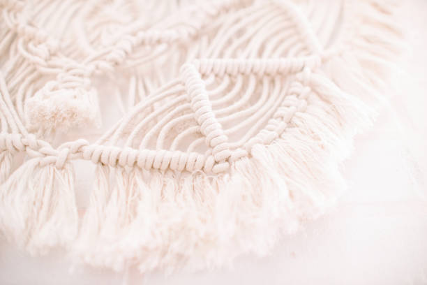istock wall panel in the boho style of beige cotton threads 1311927214