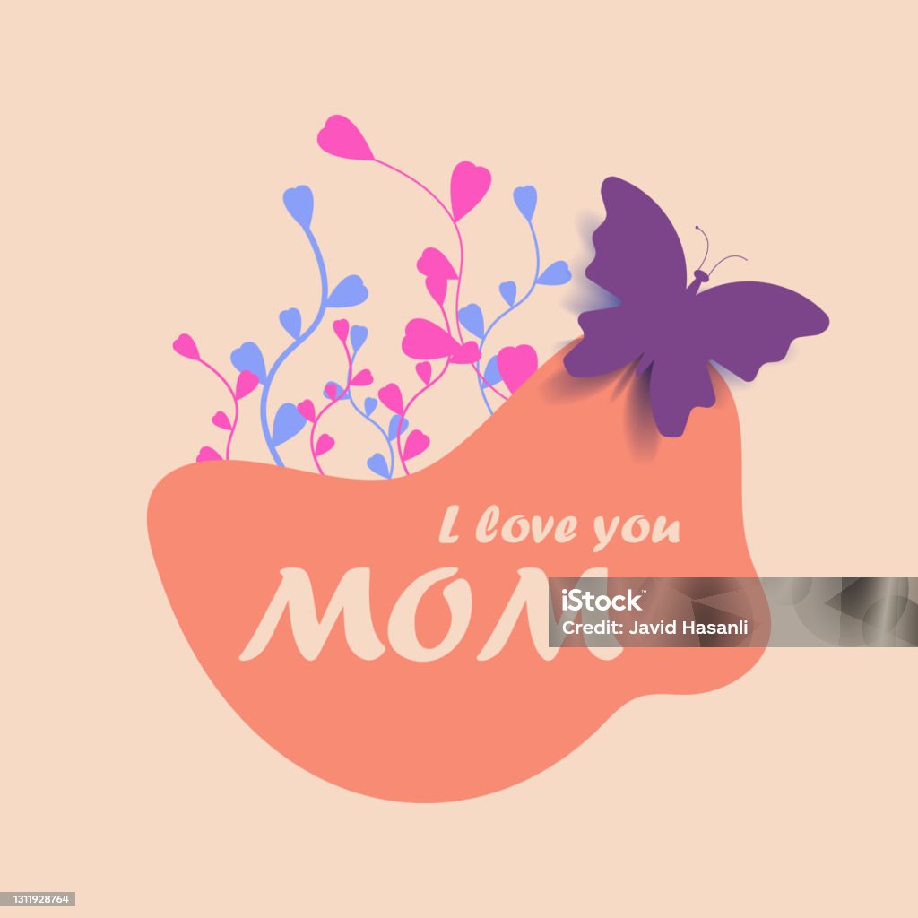 L Love You Mom Vintage Happy Motherss Day Background Butterfly And ...