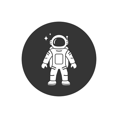 Astronaut Flat White Icon Vector illustration