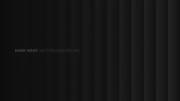 Vector illustration of Smooth Fading Straight Lines In A Row 3D Vector Blurred Effect Dark Gray Abstract Background