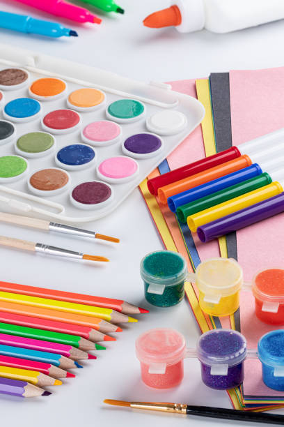 istock School Art Supplies on a White Table 1311933923