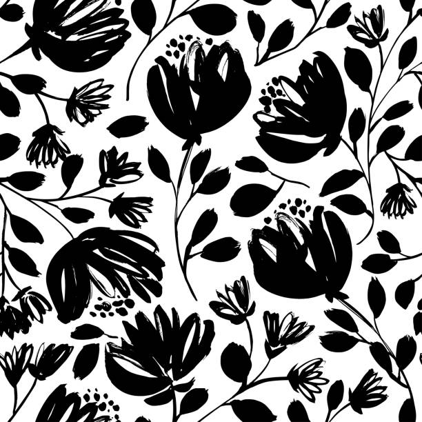 illustrazioni stock, clip art, cartoni animati e icone di tendenza di motivo vettoriale floreale senza cuciture con peonie, rose, anemoni. - 5487