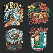istock Surfing vintage colorful emblems 1311941364