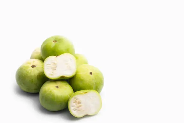 Photo of Tinda Or Praecitrullus Fistulosus Also Known As Apple Gourd Baby Pumpkin Indian Squash Round Melon Or Round Gourd Is Used In Cooking Veg Curry Masala Sabji Or Sabzi. White Background With Copy Space