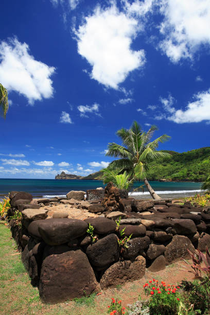 가무이헤이 고고학 유적지 - marquesas islands 뉴스 사진 이미지