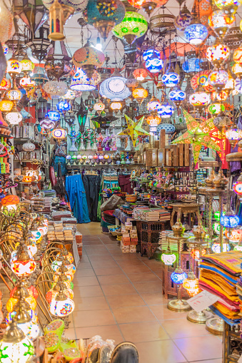 Granada, Spain - November 2, 2017: Lantern store in the center of Granada.