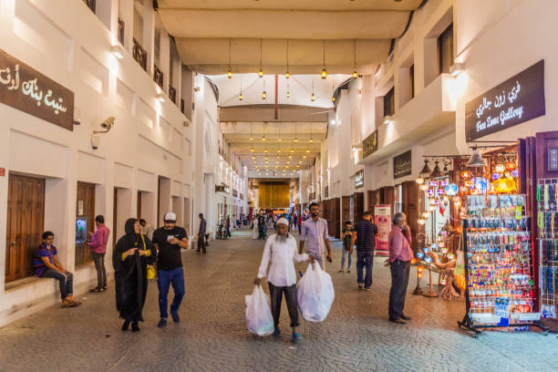 Pedestrian street in central Manam 15, 2017: Pedestrian street in central Manama. manama stock pictures, royalty-free photos & images