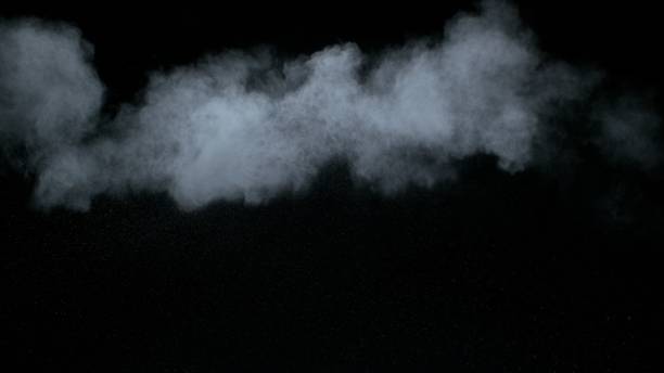 Isolated White Smoke Whisp on Black Background