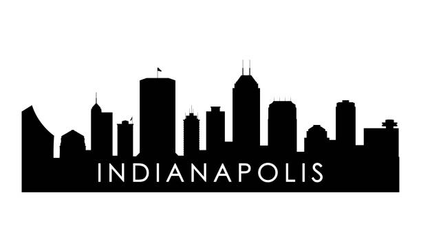 ilustrações de stock, clip art, desenhos animados e ícones de indianapolis skyline silhouette. black indianapolis city design isolated on white background. - indianapolis skyline cityscape indiana