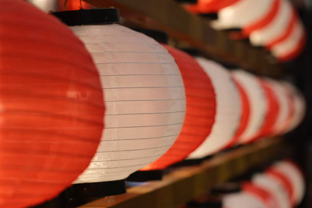 istock Traditional Japanese red and white paper lantern 1311955312