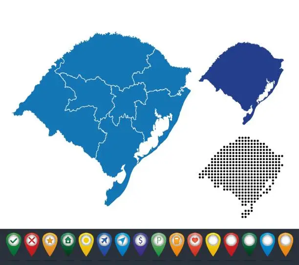 Vector illustration of Set maps of Rio Grande do Sul state