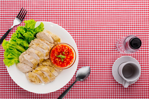 Boiled chicken breast simple tasty Thai street food