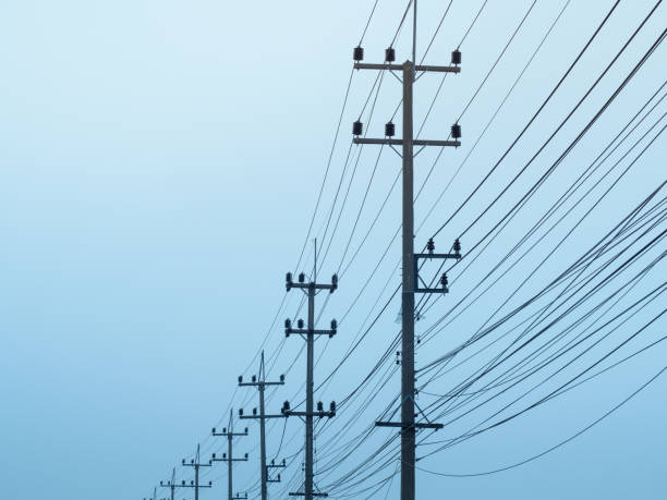 Electric Transformers And Electrical Cables Along the main road