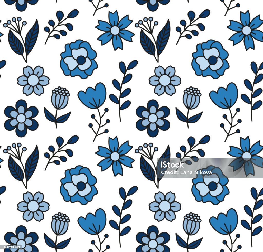Flower Graphic Design Trendy Creative Seamless Pattern With Hand