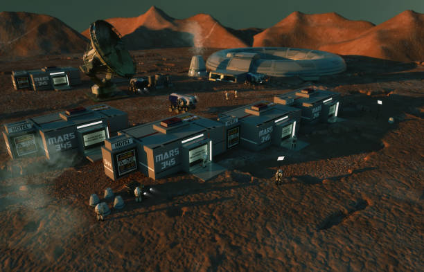 istock 3d render. Colony of humans on a planet 1311964403