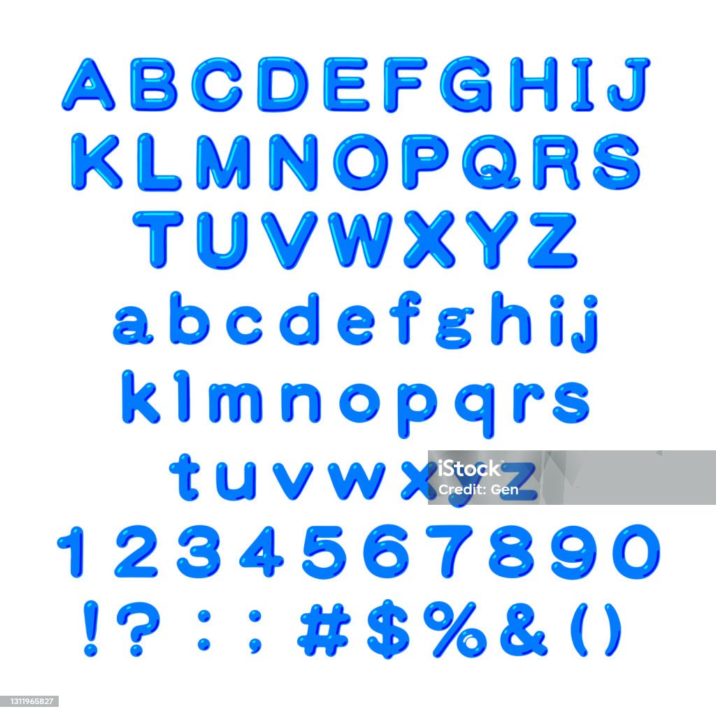 水色のアルファベットと数字 - アルファベットのロイヤリティフリーベクトルアート