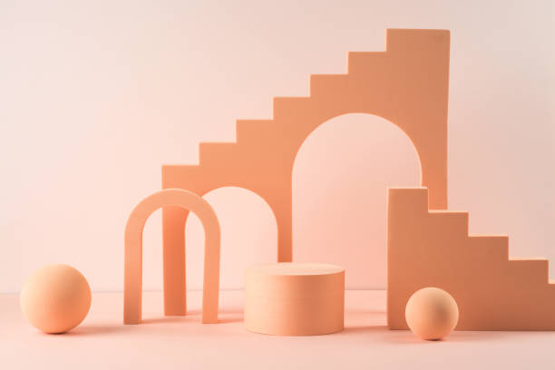 istock Creative Background for cosmetic products display. Geometrical shapes composition for mockup design 1311968014