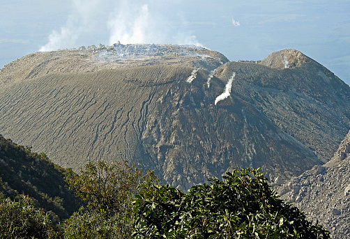 The Santa Maria volcano is a large active volcano and in 1922, a new volcanic vent formed in the huge crater, and formed a new volcano, called Santiaguito. Santiaguito has been erupting forever since then and now forms a cone a few hundred meters high.