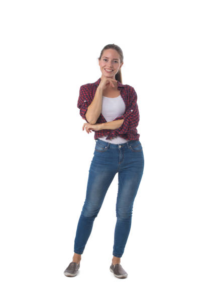 istock Full length woman portrait on white 1311972393