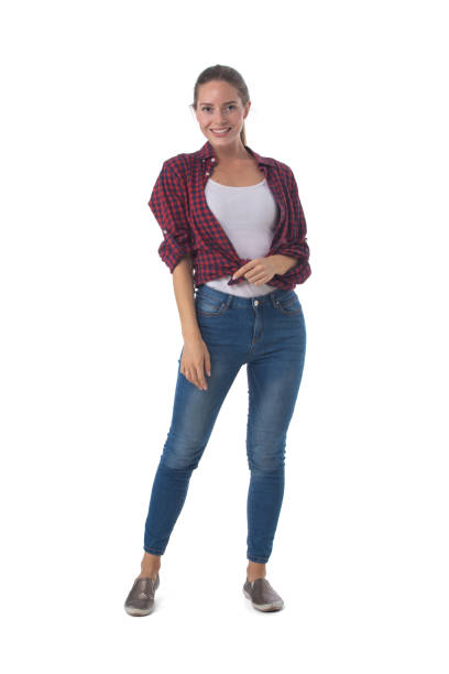 istock Full length woman portrait on white 1311972407